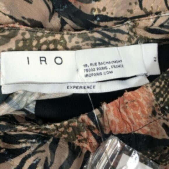 NWT IRO Peach/Black Print Sheer Dressy Blouse 10 - Picture 8 of 8